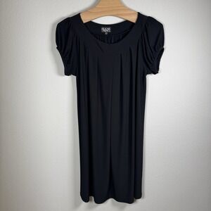 Helene Blake Black Ruched Sleeve Stretch Dress Size S Made in USA